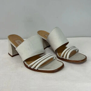 Coach Suede Off White Block Heel Strap Sandals size 7.5